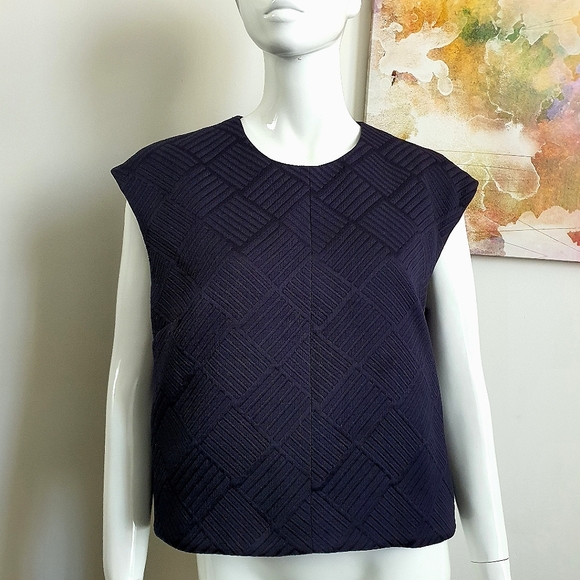 Country Road Navy Blue Textured Structured Crop Top Size L - Picture 10 of 12
